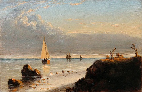 Clement Drew, Morning on the Coast
oil on board, 4 1/4" x 6 3/4"
titled and signed verso
JCA 5589
Sold