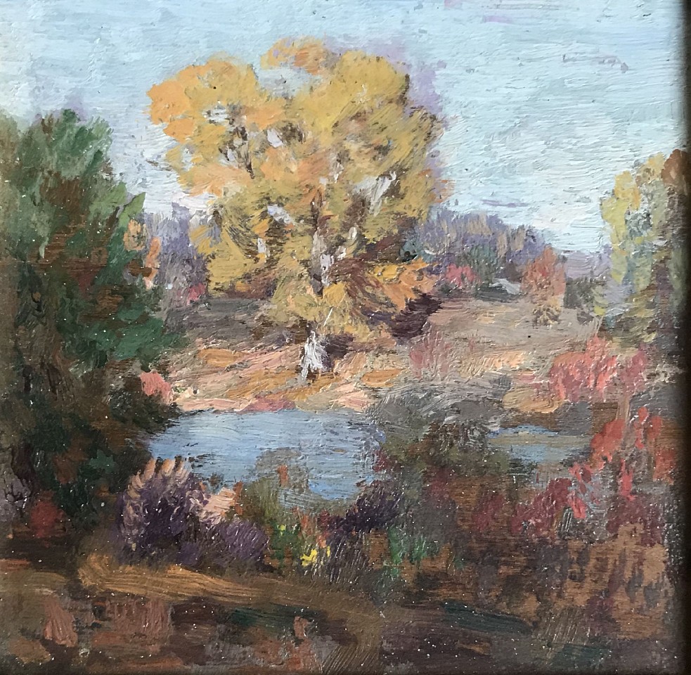 Lawrence Mazzanovich, Autumn by the Pond
oil on panel, 4 1/4" x 4 1/2"
unsigned
JWC 0119.09
$750