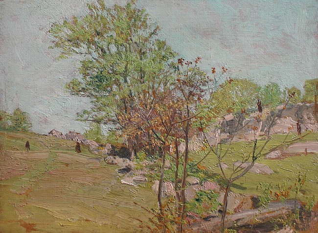 Allen Butler Talcott, Budding Trees
oil on panel, 12" x 16"
unsigned
sketch of sunlit trees, verso
ABT 101
$6,500