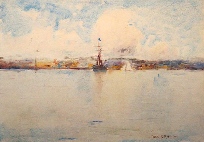 William S. Robinson, Harbor Sketch
watercolor on paper, 9 1/2" x 13 1/2" s.s.
signed, lower right
JCA 4095
$1,500