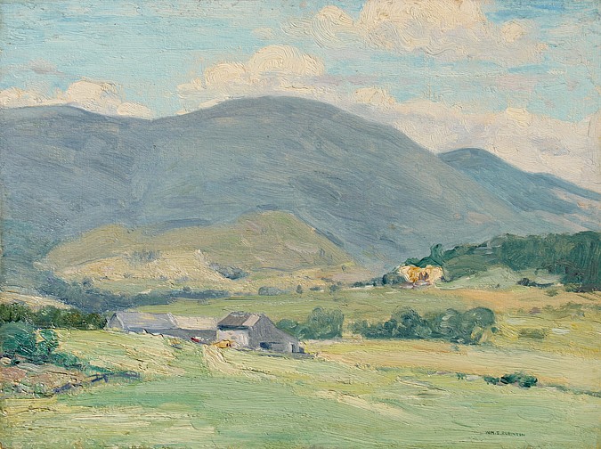 William S. Robinson, Vermont Hills
oil on board, 12" x 16"
signed , Wm. S. Robinson, lower right
dated, Pownal Center, VT., July 30, 1923, verso
JCA 5856
$2,800