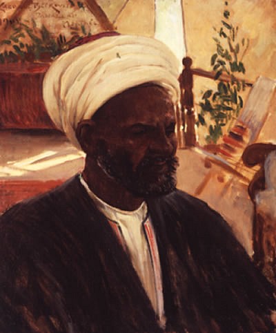J(ames) Carroll Beckwith, Man in a Turban, 1911
oil on canvas, 24" x 20"
signed and dated upper left 
inscribed Daharemh Mahthia, upper left
JCC 03/05.02
$20,000
