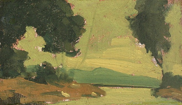 H. Saxton Burr, Lakeview
oil on board, 4 1/2" x 8"
unsigned
LAA 08/10.04
$450