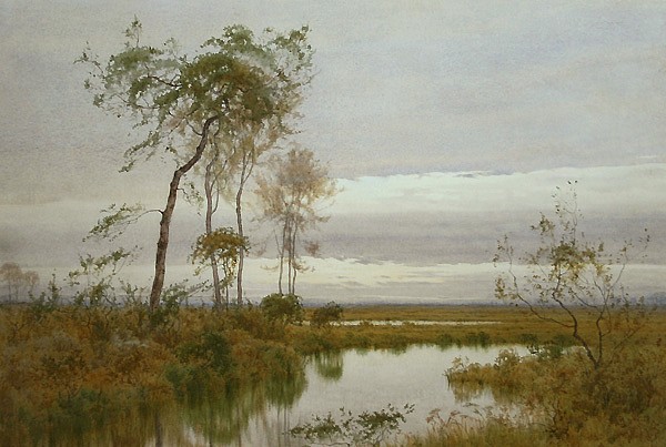 Henry Farrer, Marshland, 1892
watercolor on paper, 17 1/2" x 25"
signed and dated lower left
JCA 4696
$12,000