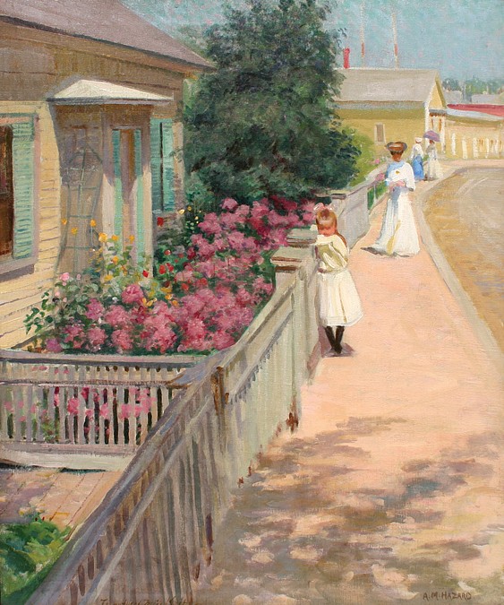 Arthur Merton Hazard, Summer in Gloucester
oil on canvas, 29 1/4" x 24 1/4"
signed "A.M. Hazard" lower right
inscribed "To My Friend Miss Knipe", lower left
JCAC 5141
$32,000