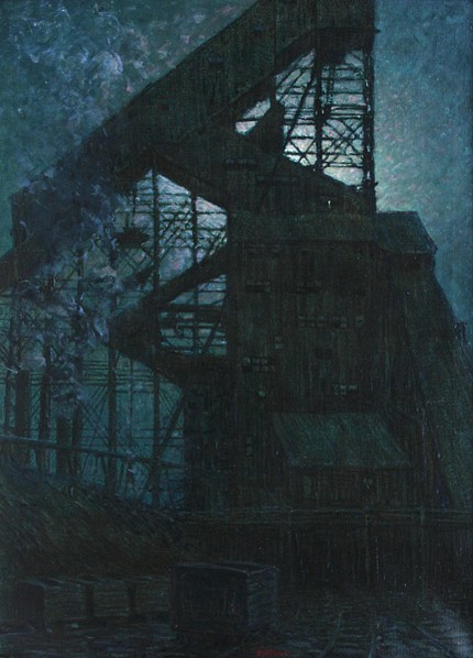 Harry L(eslie) Hoffman, Coal Mine by Moonlight
oil on canvas, 40 1/4" x 30"
signed, Hoffman, lower center
HH #03
$12,000
