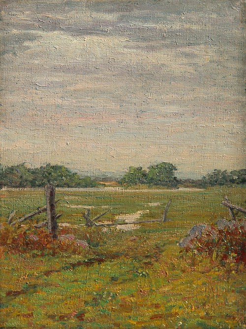 Harry L(eslie) Hoffman, Meadow and Marshes
oil on canvas, 14" x 10"
unsigned
HH #10
$1,800
