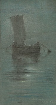 marine: Harry L(eslie) Hoffman Sailboat by Moonlight