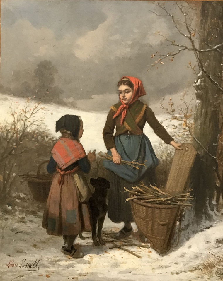 Louis Lassalle, Peasant Girls in the Snow
oil on canvas, 10 1/2" x 8 1/2"
signed lower left
JCA 4692
$750