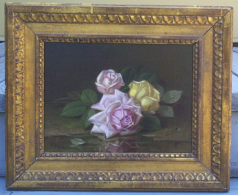 George Loftus Noyes, Still Life with Roses
oil on canvas, 9" x 12"
signed lower left
RM 08/98
$9,500