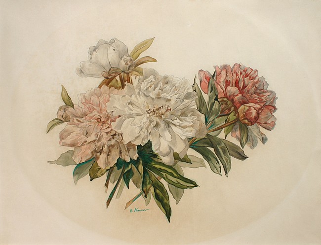 Elizabeth Nourse, Peonies
watercolor and gouache on paper, 17 1/2" x 23 1/2"
signed, E. Nourse, lower right
JWC 03/06.03
$12,000