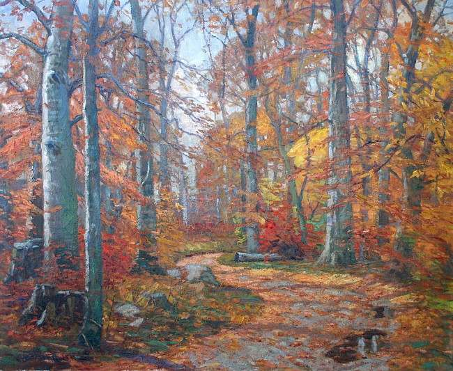 Robert Emmett Owen, Autumn Lane, Connecticut, circa 1920
oil on canvas, 36" x 44"
signed, R. Emmett Owen, lower left
JCAC 4866
$22,000