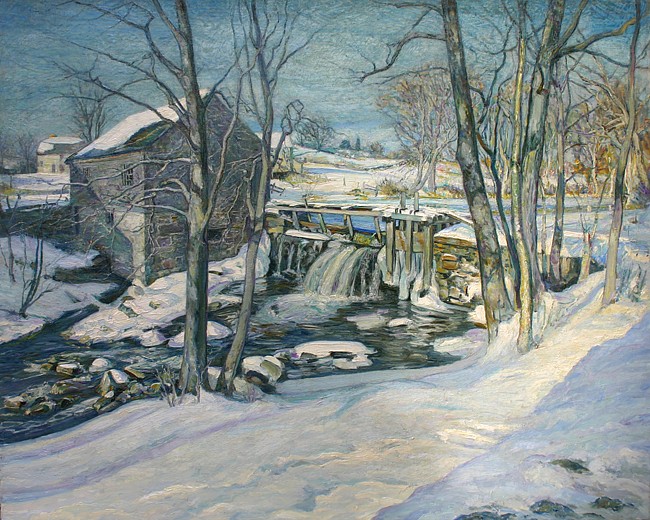 Edward F. Rook, Snow, Ice, and Foam (The Bradbury Mill), 1912
oil on canvas, 40" x 50"
signature lost
signed and titled on PAFA label of 1912, verso
G&BW 12/07
$95,000