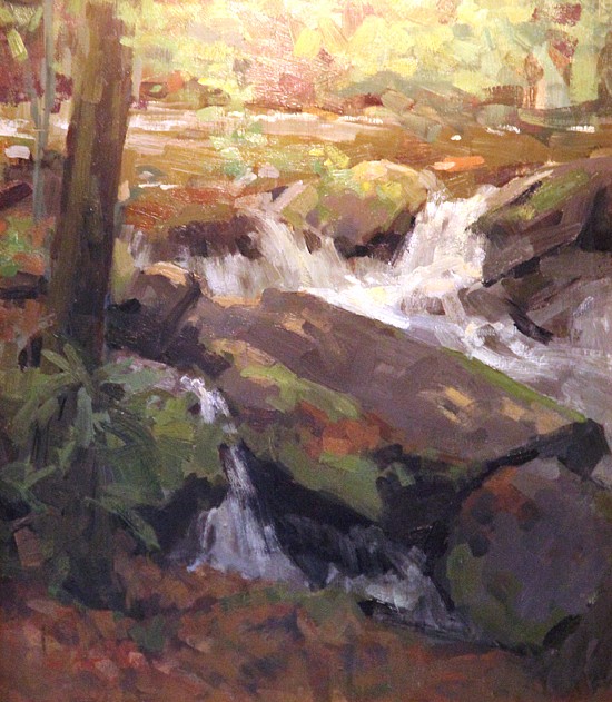 Peggy N. Root, Mountain Stream
oil on panel, 16" x 14"
signed lower left
BC 10/11.01
$2,000