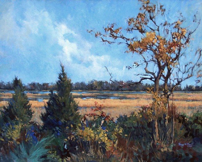 Peggy N. Root, View from Smith Neck Road
oil on masonite, 24" x 30"
signed and dated, 1985, lower right
NA 04/08
$6,000