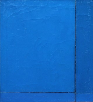 A field of blue, all blue makes up this painting by Ludwig Sander.