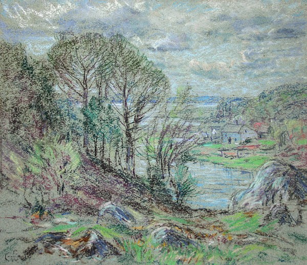 Henry Cooke White, Glimpse of the Connecticut River
pastel on paper, 10 3/8" x 11 7/8"
estate stamped lower left
HCW 09
$3,000