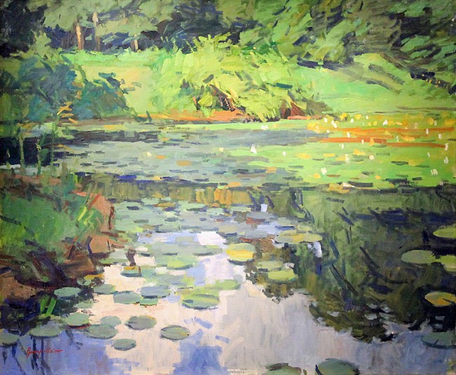 Jerry Weiss, Horse Pond, Old Lyme
oil on linen, 32" x 38"
signed lower left
JNW 0914
$10,000