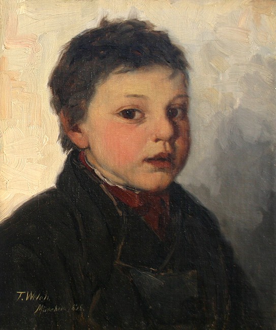 Thaddeus Welch, A Boy
oil on canvas, 12" x 10"
signed and dated, Munich, 1878, lower left
JCA 5328
$3,000