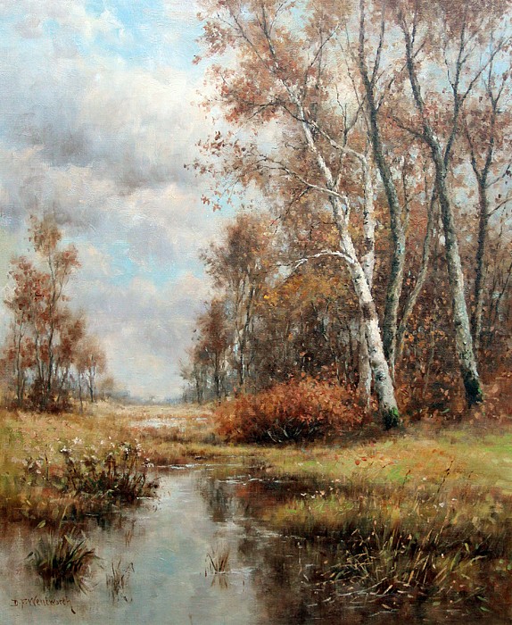 Daniel F. Wentworth, An Early Autumn Day
oil on masonite, 27" x 22"
signed, D. Wentworth,  lower left
JCAC 5443
$8,500