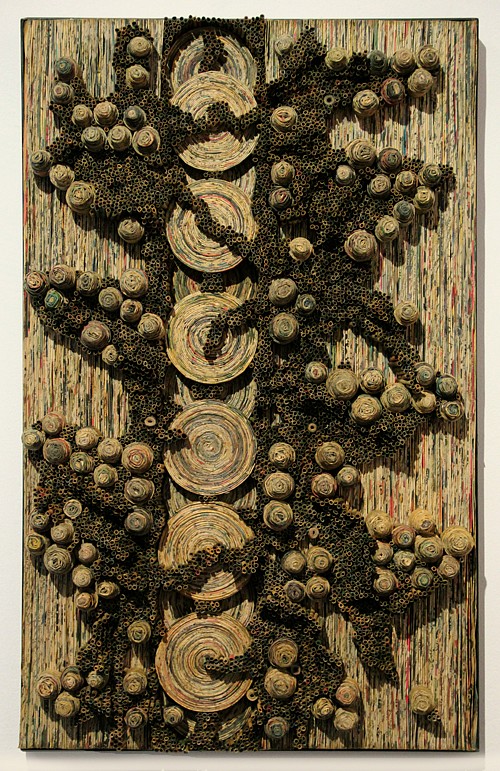Frank Kenneth Wood, Chakra
rolled, dyed, varnished newspaper, 24" x 15"
signed and titled verso
JCA 5704
$1,100