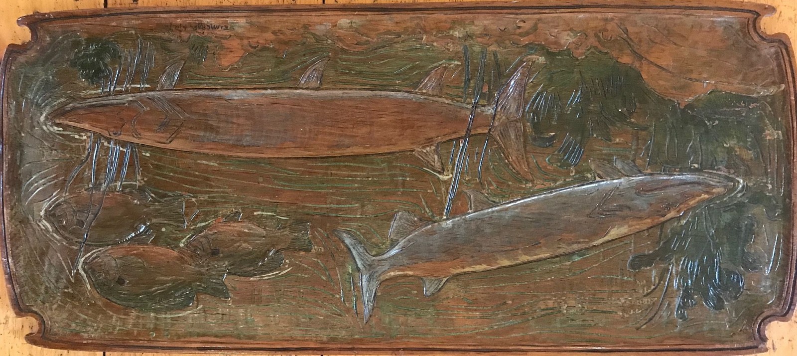 Elmer Livingston MacRae, Under the Sea, 1929
carved and painted wood, 11 1/4" x 26"
signed E. L. Macrae and dated 1929, l.r.
JCA 6321
$2,000