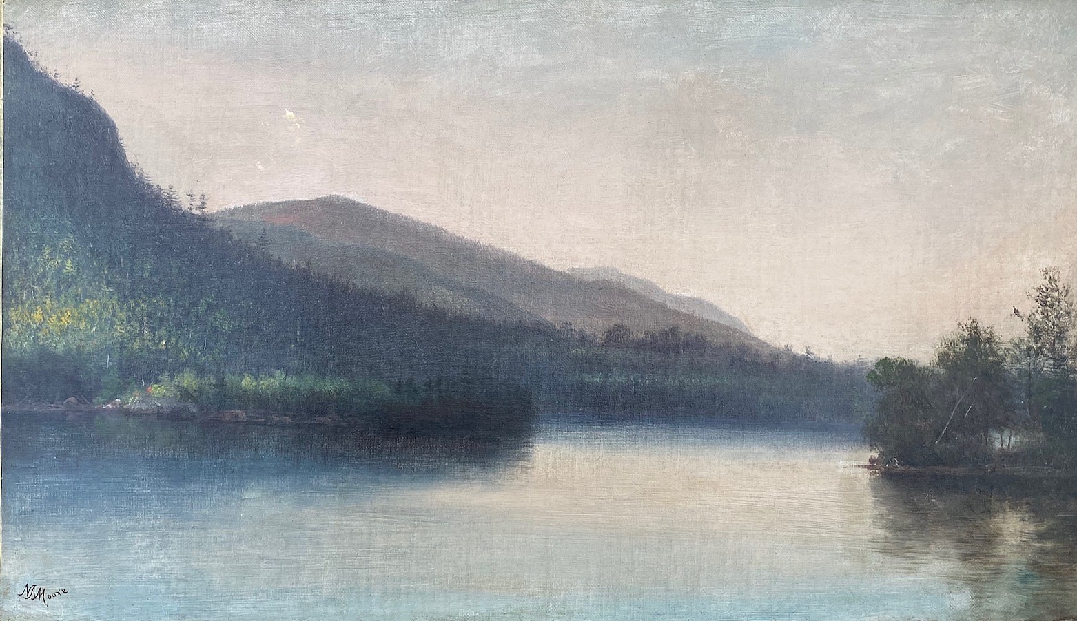 Nelson Augustus Moore, Lake George, c. 1870
oil on canvas, 12" x 20"
signed NA Moore, l.l.
JCA 6243
$5,500