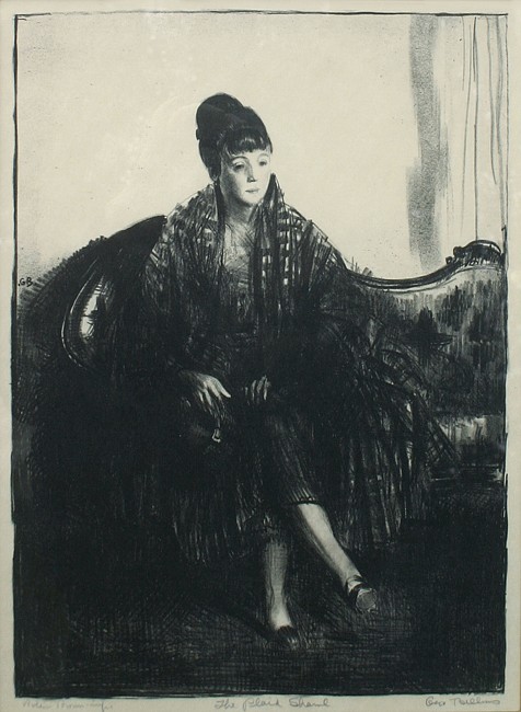 George Wesley Bellows, The Plaid Shawl (the artist's wife, Emma), 1923
lithograph on paper, 13 1/4"" x 9 1/2' image size
pencil signed, Geo. Bellows, lower right
signed Bolton Brown, imp., lower left
inscribed, "The Plaid Shawl", lower center
MO 02/09.05
$3,500