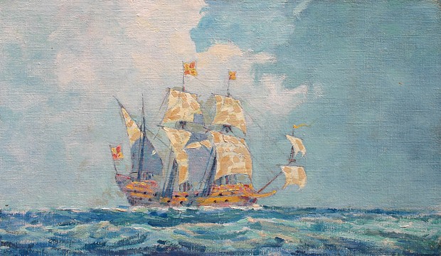 Thomas Watson Ball, On the Open Seas
oil on board, 9"" x 15 1/4""
unsigned
JCAC 5287
$950