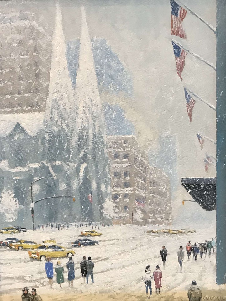 Michael Budden, Above St. Patrick's, 5th Avenue
oil on panel, 14"" x 11""
MB 117B1
$2,900