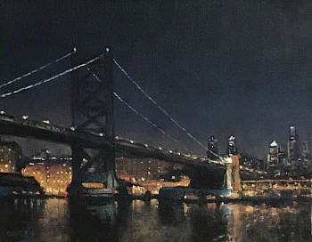 city scenes: Michael Budden Nocturne, Ben Franklin Bridge