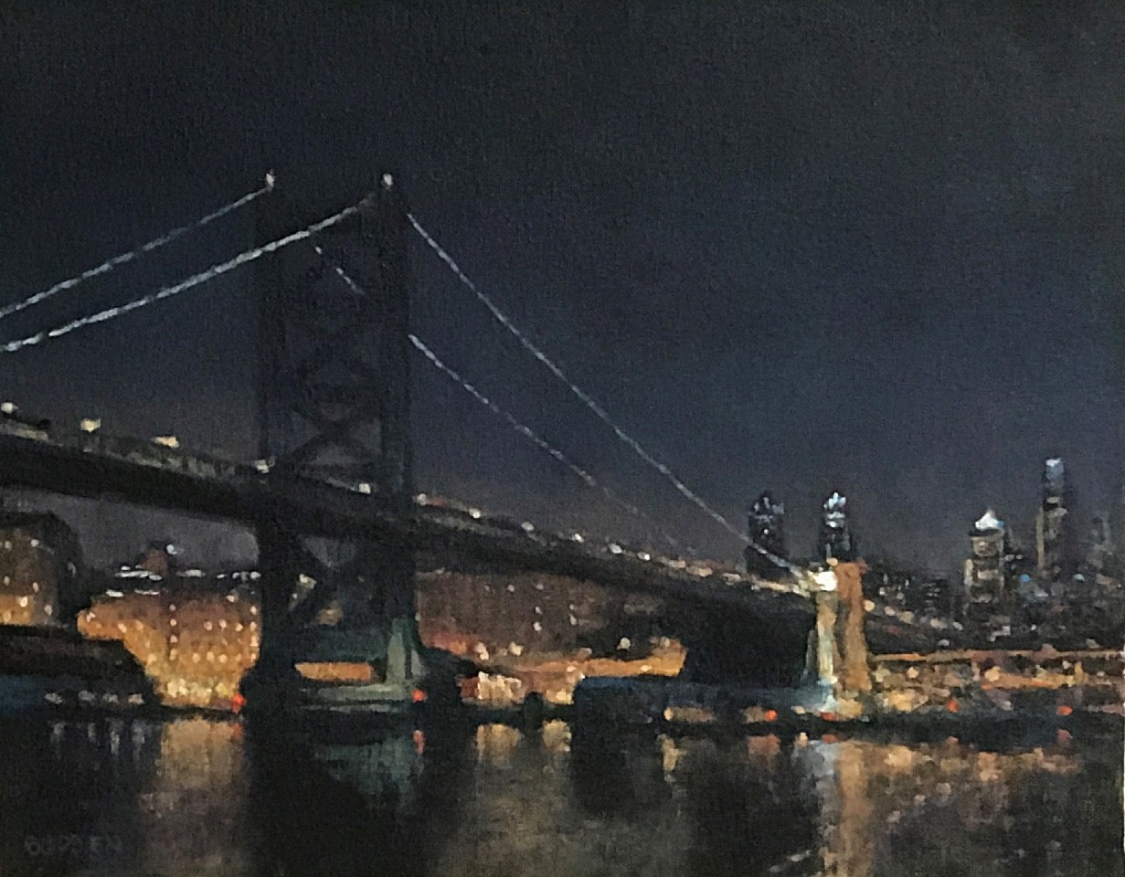 Michael Budden, Nocturne, Ben Franklin Bridge
oil on canvas laid down on panel, 11"" x 14""
MBu 0417.03
$2,500