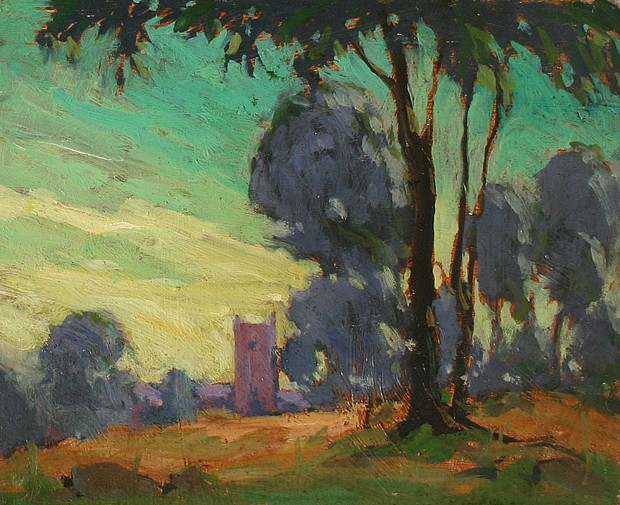 H. Saxton Burr, Landscape with Tower
oil on masonite, 8"" x 10""
LAA 08/10.03
$650
