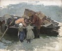Louis Paul Dessar, Study for Departure of the Fishermen
Circa 1895, oil on canvas
