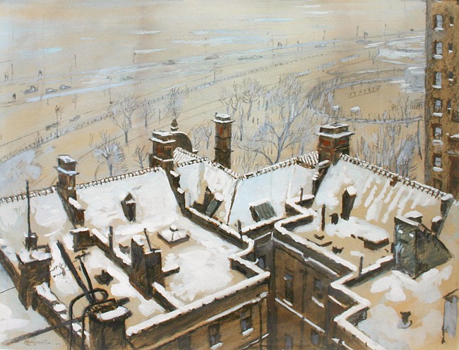 Mstislav, Valerianovich Dobuzhinsky, Rooftops on the West Side, 1940
pastel and gouache on paper, 14 1/2"" x 19""
JWC 03/07.04
$1,500