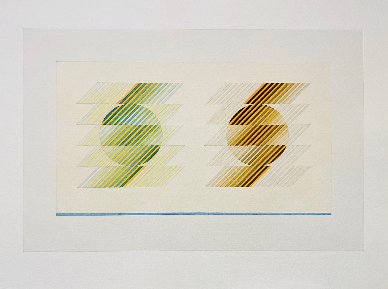 Sewell Sillman, 2 Orbs and Blue Line
watercolor and pencil on paper, SS: 18"" x 24""  IS: 13 1/2"" x 20 1/2""
JCA 6393
$4,500
