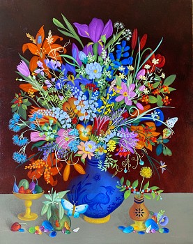 flowers: Charles Jay Bouquet with Fruit and Jewels