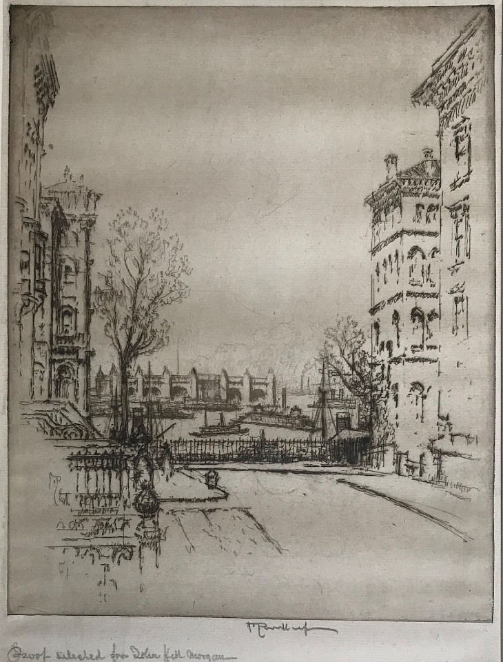 Joseph Pennell, Ferry House from Pierrepont Street
etching, 10"" x 7 7/8"" image size
pencil signed lower right
inscribed: Proof selected for John Hill Morgan
JWC 0116.02
$750