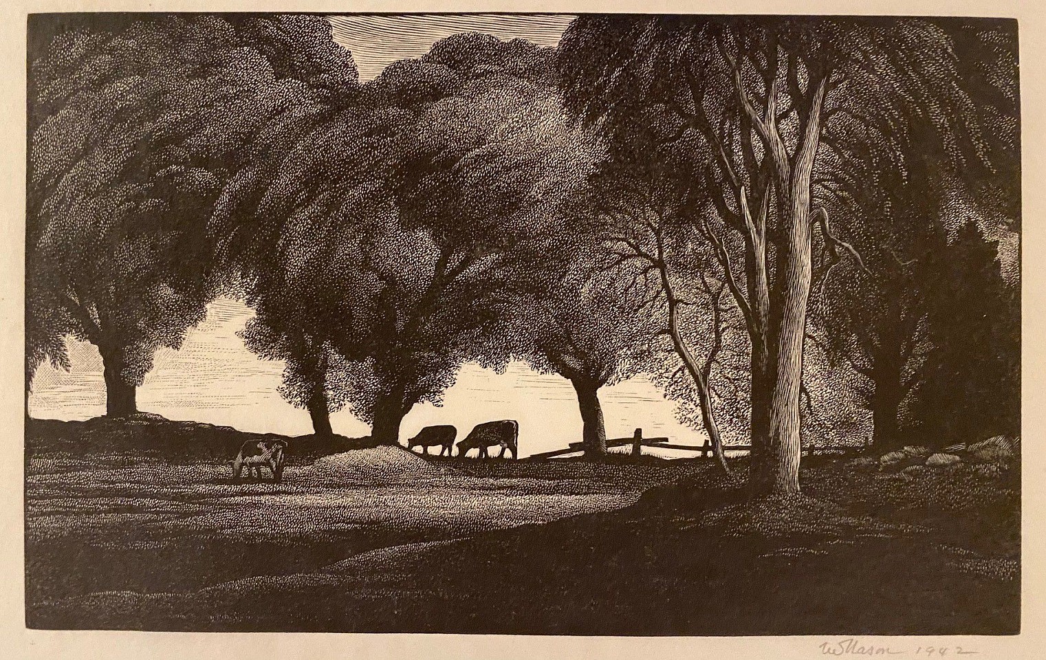 Thomas Willoughby Nason, Under the Trees, 1942
wood engraving on paper, 5 1/2"" x 8 1/4""
JCA 6325
$1,100