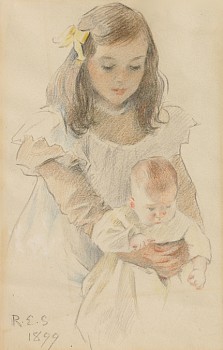 Rosina Emmet Sherwood - Cynthia Holding Baby Ros, 1899