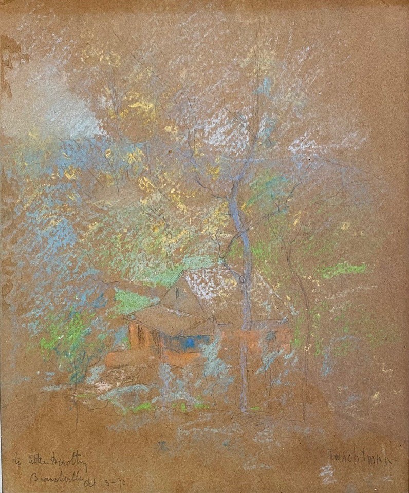 John Henry Twachtman, J Alden Weir's Cottage, Branchville, CT, c. 1890
pastel on paper, 8 1/2"" x 7""
JCA 6609
$12,000