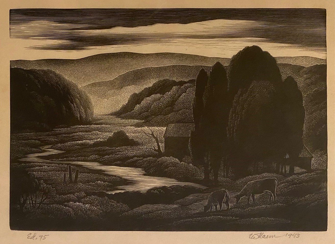 Thomas Willoughby Nason, Evening Mist, 1943
wood engraving on paper, 4 1/2"" x 6 1/4""
JCA 6634
$950