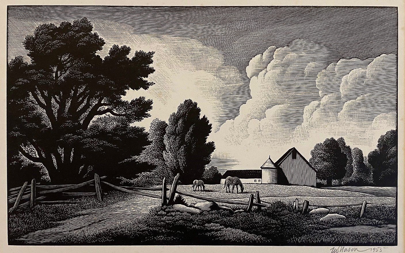 Thomas Willoughby Nason, The Little Farm, 1955
wood engraving on paper, 5 1/2"" x 9""
JCA 6533
$1,100