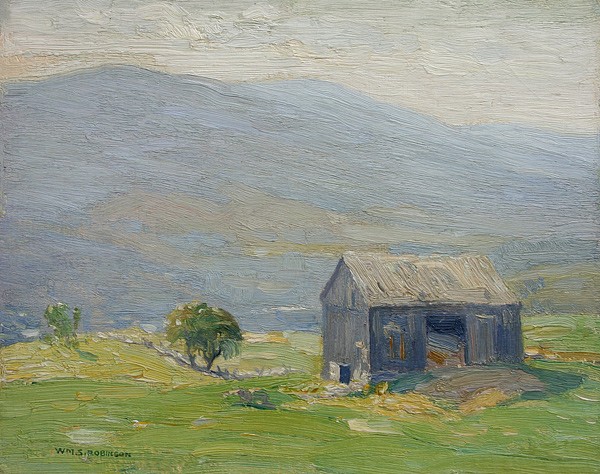 William S. Robinson, The Old Barn, Pownal Center, VT, 1923
oil on board, 8"" x 10""
signed Wm. S. Robinson, lower left
inscribed "Pownal Center, VT" and dated, August 18, 1923, verso
BrS 02/07.03
$2,800