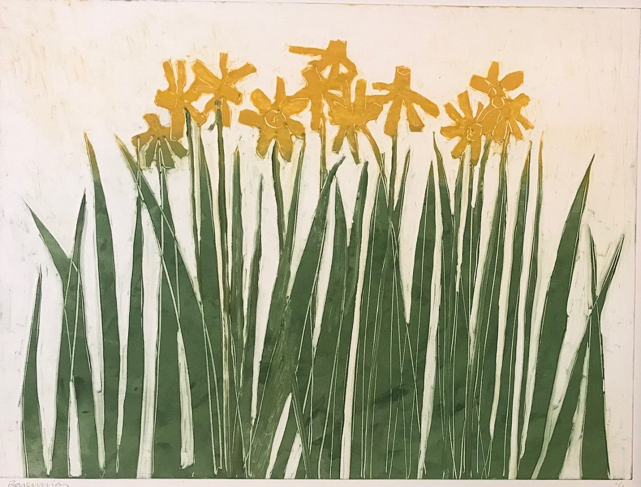 Lisa Barsumian, Yellow Daffodils
colored monotype, 20"" x 25""
signed lower left
LB 1119.07
$1,100