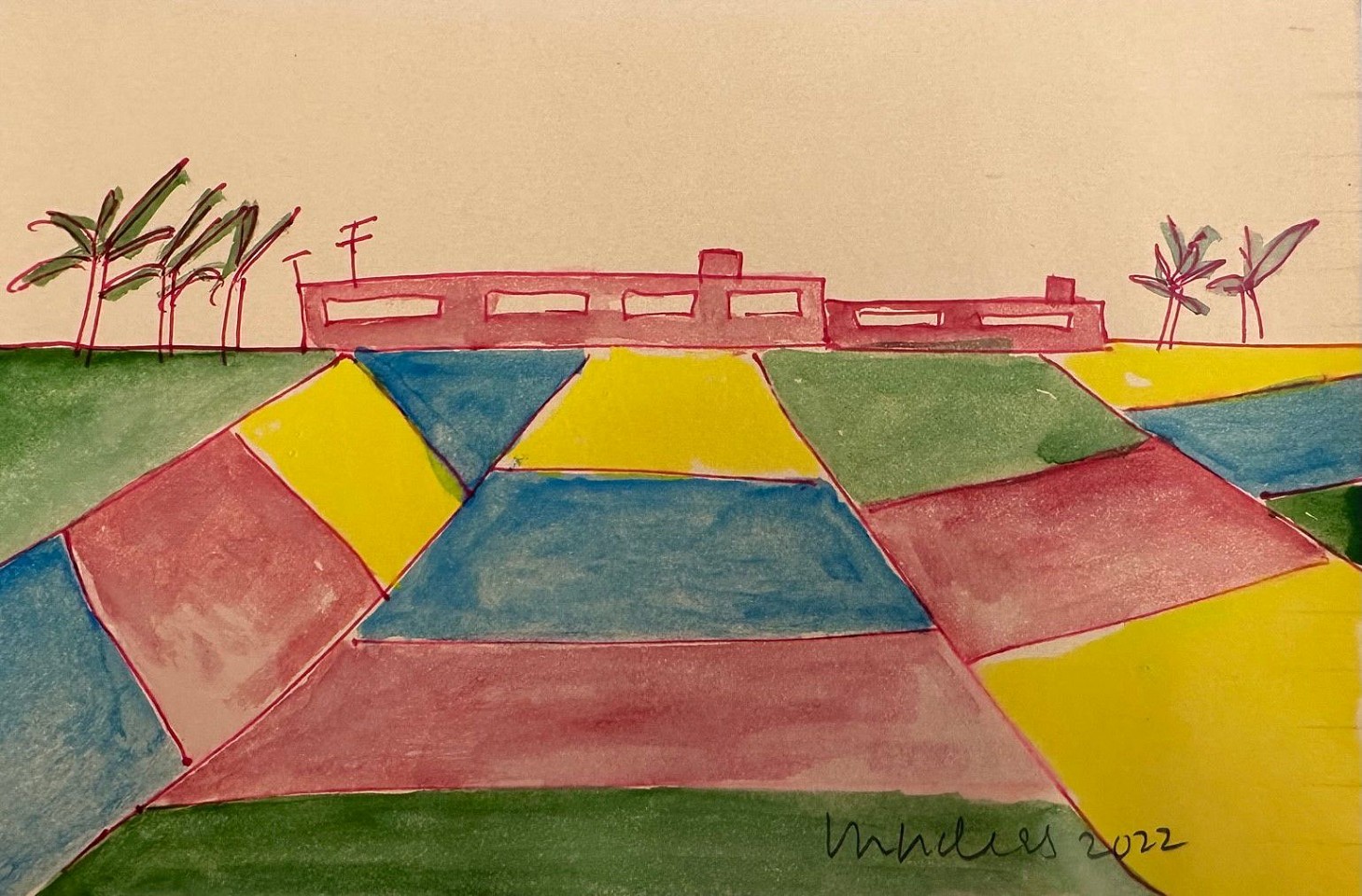 Elizabeth Enders, Factory with Checkered Landscape, 2022
watercolor, pen and ink on paper, 4"" x 6""
EE 1123.03
$750