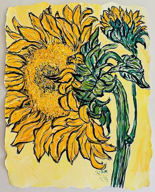 Christian Brechneff, Tiffany Farm Sunflower V
ink and oil on handmade paper, 22"" x 17""
CB 0324.23
$2,400
