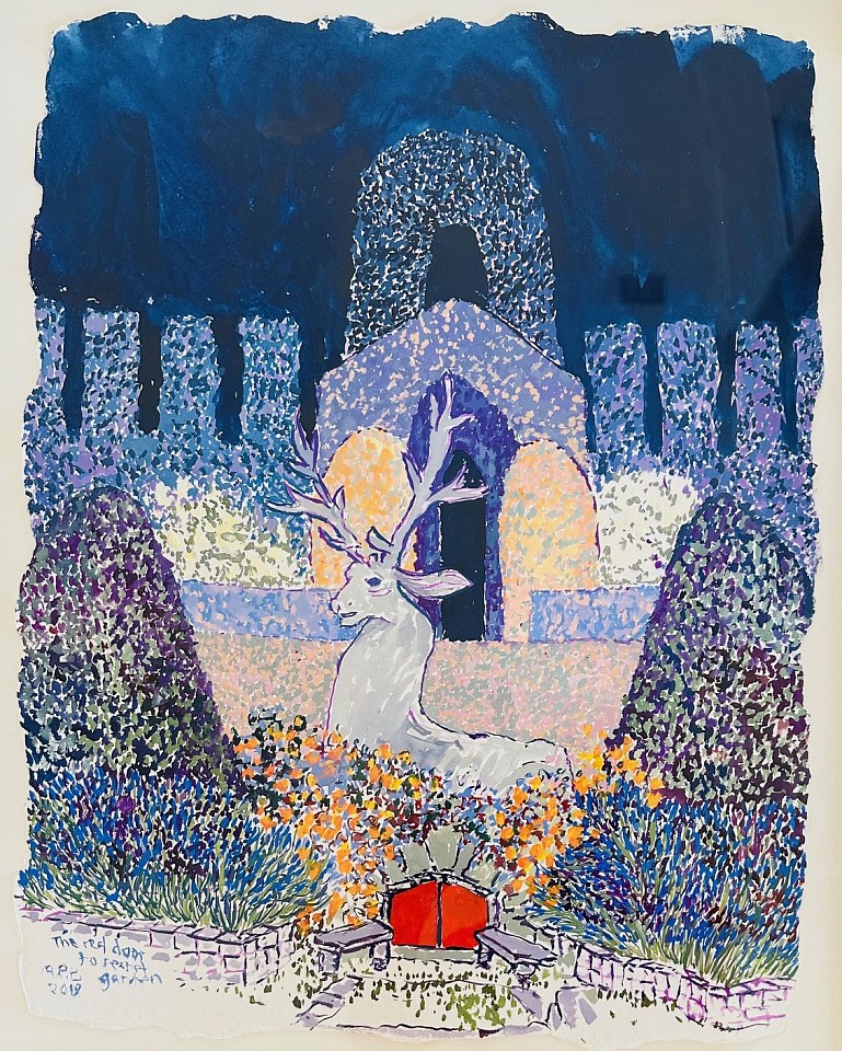 Christian Brechneff, The Red Door, Forest Garden, Woody House
gouache on handmade paper, 22"" x 17"" sight size
CB 0324.31
$2,600
