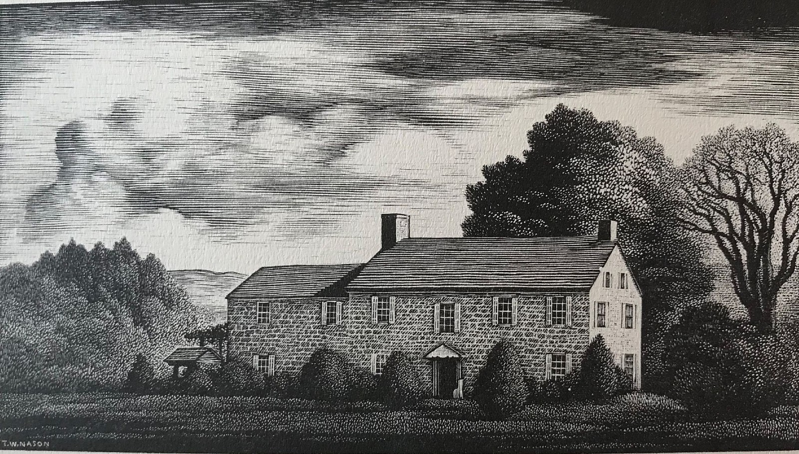 Thomas Willoughby Nason, Bucks County Farmhouse, 1937
wood engraving, 3 5/8" x 6 1/2", BPL #220
THFA 05/17.08
$300