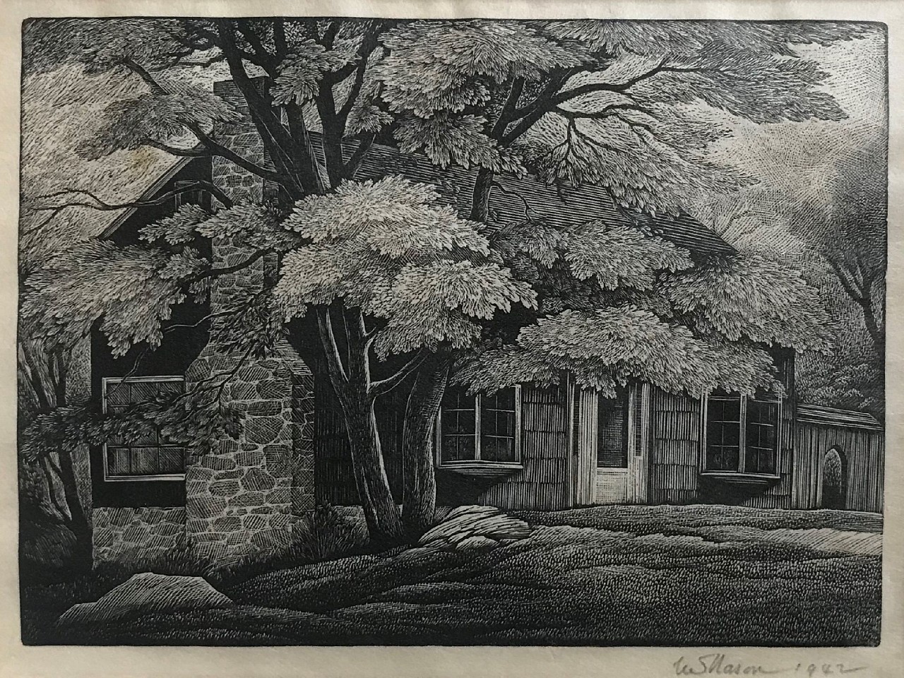 Thomas Willoughby Nason, The Red House, 1942
wood engraving, edition of 35 proofs, 4"" x 5 1/2""

BPL #328
JWC 0119.23
$450